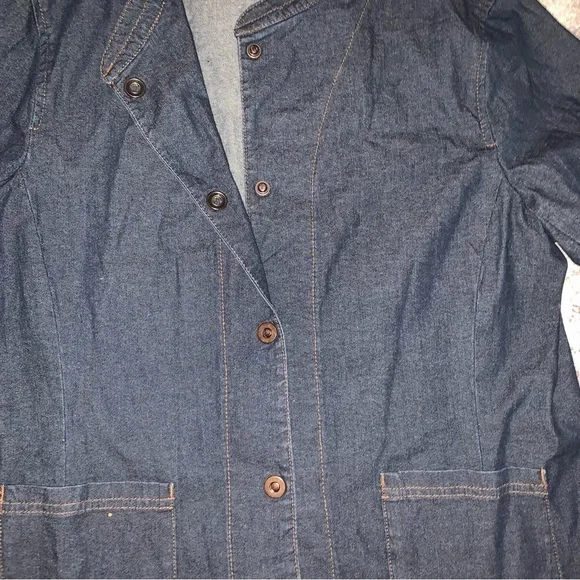 Eileen Fisher Dark Denim Jacket with Relaxed Fit and Rounded Collar - Picture 2 of 6